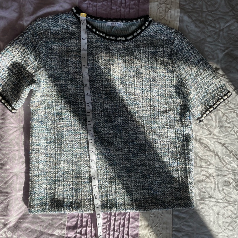 Zara tweed top with pearls